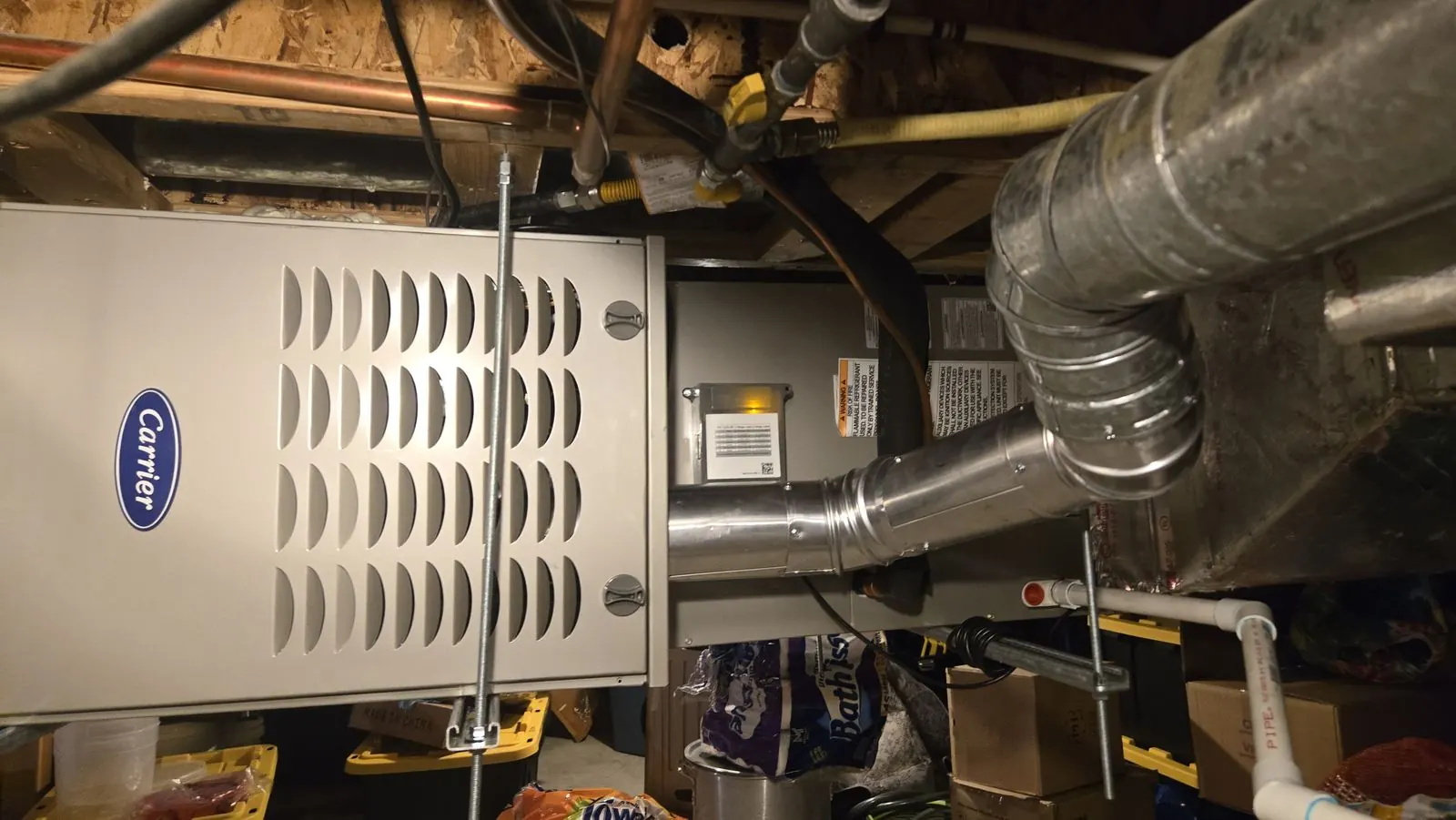 Carrier furnace with new flue and venting connections